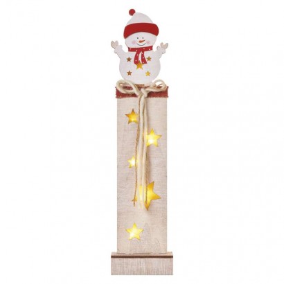 LED dekorace dřevěná – sněhulák