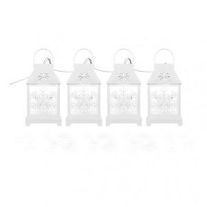 LED vánoční girlanda - bílé lucerny s vločkami