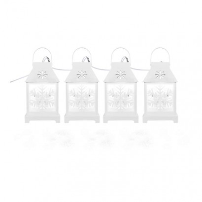 LED vánoční girlanda - bílé lucerny s vločkami
