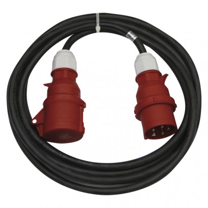 3 fázový venkovní prodlužovací kabel 25 m / 1 zásuvka / černý / guma / 400 V / 2