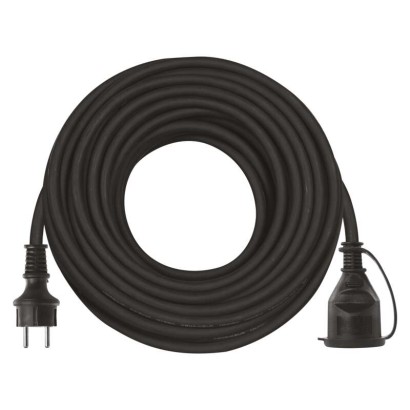 Venkovní prodlužovací kabel 20 m / 1 zásuvka / černý / guma-neopren / 230 V / 1