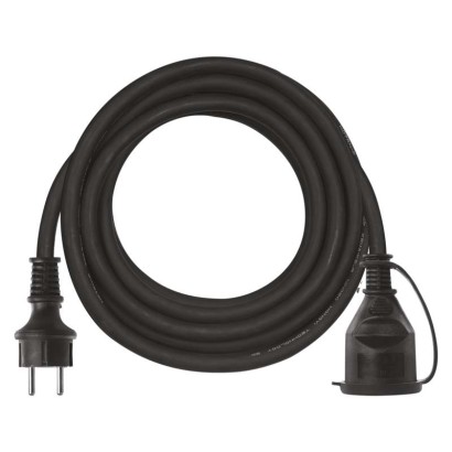 Venkovní prodlužovací kabel 5 m / 1 zásuvka / černý / guma-neopren / 230 V / 1