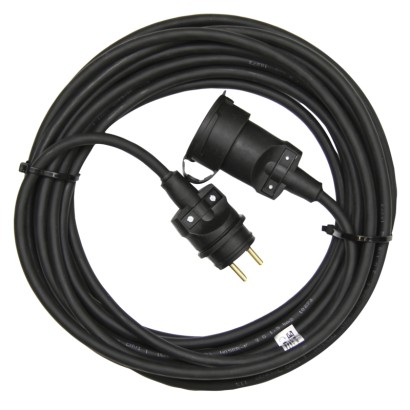 Venkovní prodlužovací kabel 15 m / 1 zásuvka / černý / guma / 230 V / 1