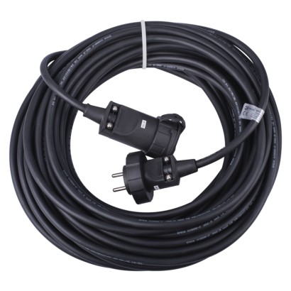 Venkovní prodlužovací kabel 20 m / 1 zásuvka / černý / guma / 230 V / 2