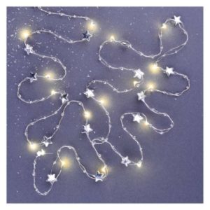 LED vánoční řetěz stříbrný – hvězdičky