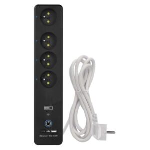 GoSmart Prodlužovací kabel 2 m / 4 zásuvky / s vypínačem / PVC / s USB a wifi / 1