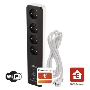 GoSmart Prodlužovací kabel 2 m / 4 zásuvky / s vypínačem / PVC / s USB a Wi-Fi / 1