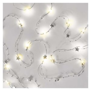 LED vánoční řetěz stříbrný – hvězdičky