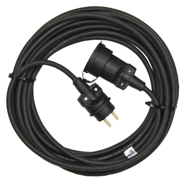 Venkovní prodlužovací kabel 20 m / 1 zásuvka / černý / guma / 230 V / 1