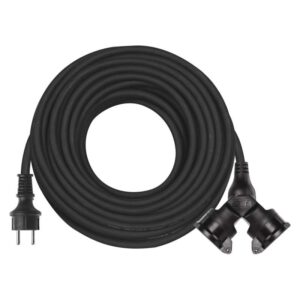 Venkovní prodlužovací kabel 25 m / 2 zásuvky / černý / guma / 230 V / 1