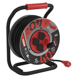 Venkovní prodlužovací kabel na bubnu 40 m / 4 zás. / černý / guma-neopren / 230V / 2