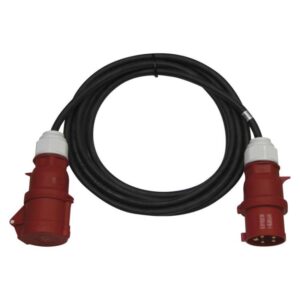3 fázový venkovní prodlužovací kabel 10 m / 1 zásuvka / černý / guma / 400 V / 4 mm2