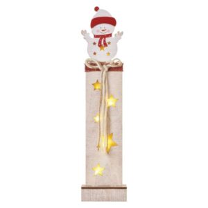 LED dekorace dřevěná – sněhulák