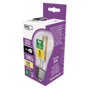 LED žárovka Filament A60 / E27 / 5 W (75 W) / 1 060 lm / teplá bílá