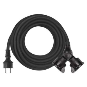 Venkovní prodlužovací kabel 15 m / 2 zásuvky / černý / guma / 230 V / 1