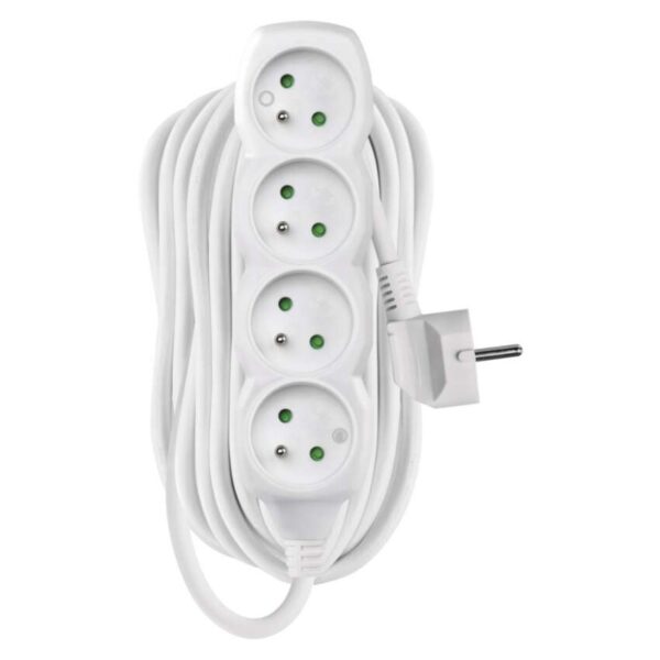 Prodlužovací kabel 10 m / 4 zásuvky / bílý / PVC / 1