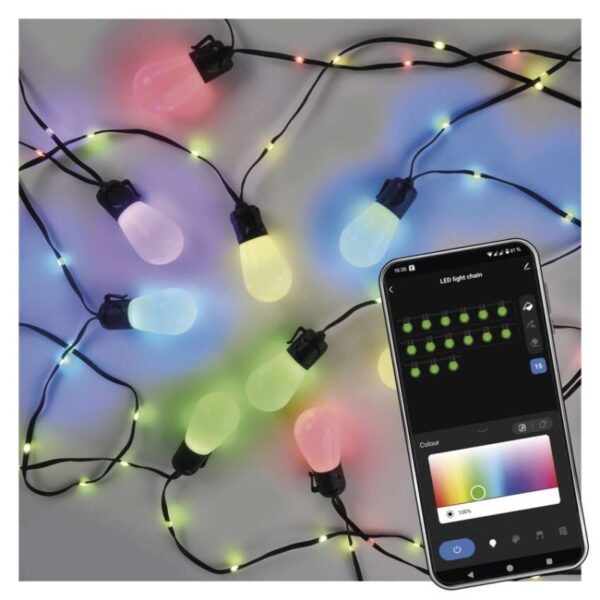 GoSmart LED světelný řetěz – 15× párty žárovky