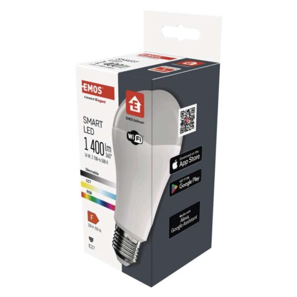 Chytrá LED žárovka GoSmart A65 / E27 / 14 W (94 W) / 1 400 lm / RGB / stmívatelná / WiFi