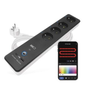 GoSmart prodlužovací kabel 2 m / 4 zásuvky / s vyp. / s USB / bílá-černá / PVC / 1