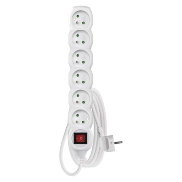 Prodlužovací kabel 3 m / 6 zásuvek / s vypínačem / bílý / PVC / 1