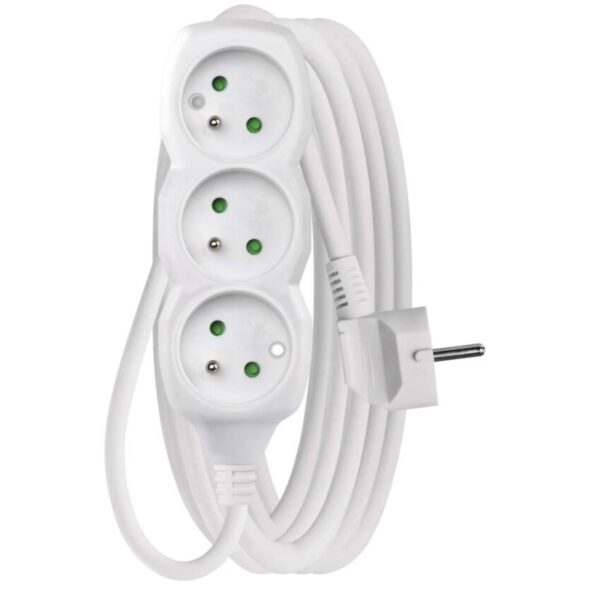 Prodlužovací kabel 5 m / 3 zásuvky / bílý / PVC / 1