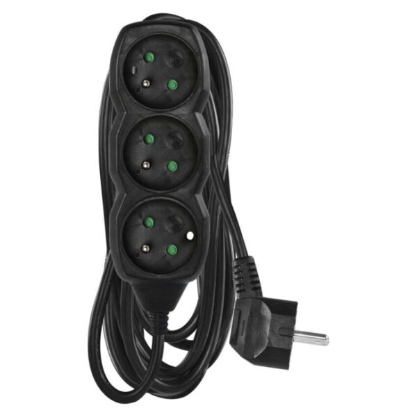 Prodlužovací kabel 5 m / 3 zásuvky / černý / PVC / 1