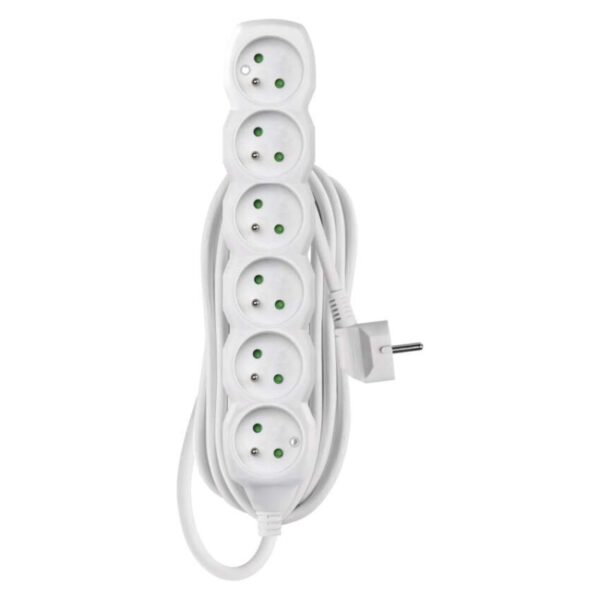 Prodlužovací kabel 5 m / 6 zásuvek / bílý / PVC / 1