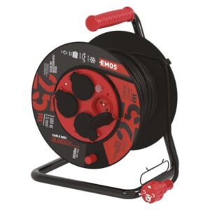 Venkovní prodlužovací kabel na bubnu 25 m / 4 zás. / černý / guma-neopren / 230V / 2