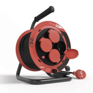 Venkovní prodlužovací kabel na bubnu 25 m / 4 zásuvky / guma / 230 V / 1