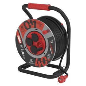 Venkovní prodlužovací kabel na bubnu 40 m / 4 zás. / černý / guma-neopren / 230V / 2