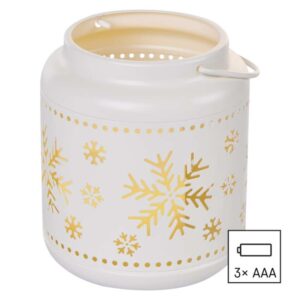 LED dekorace – lucerna s vločkami kovová bílá