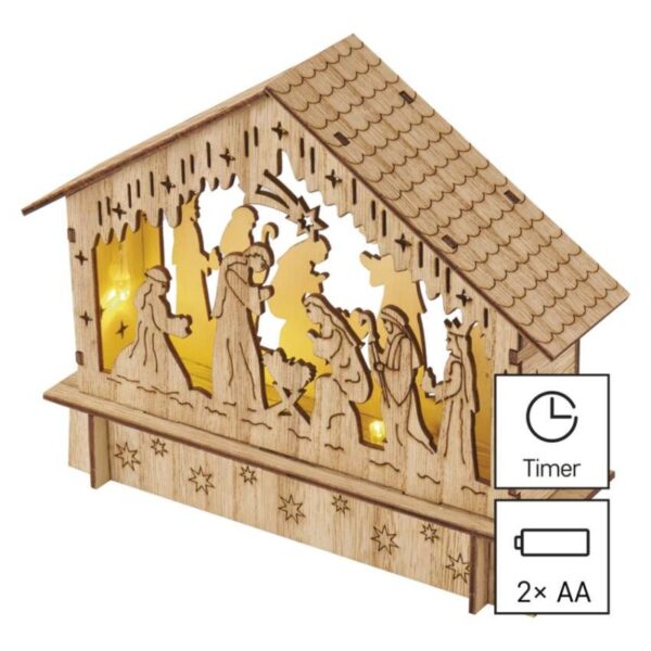 LED vánoční betlém dřevěný