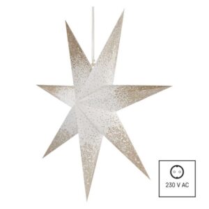 Vánoční hvězda papírová závěsná se zlatými třpytkami na okrajích