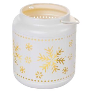 LED dekorace – lucerna s vločkami kovová bílá