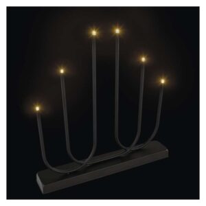 LED svícen kovový černý