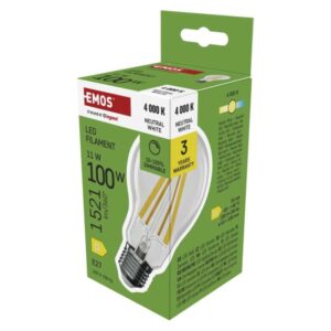 LED žárovka Filament A60 / E27 / 11 W (100 W) / 1 521 lm / neutrální bílá / stmívatelná