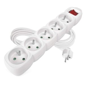 Prodlužovací kabel 3 m / 5 zásuvek / s vypínačem / bílý / PVC / 1