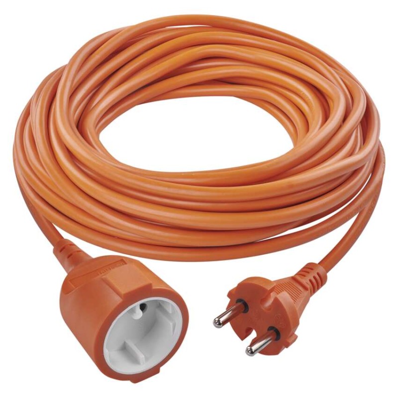 Dvoužilový pohyblivý přívod 20 m / 1 zásuvka / oranžový / PVC / 230 V / 1