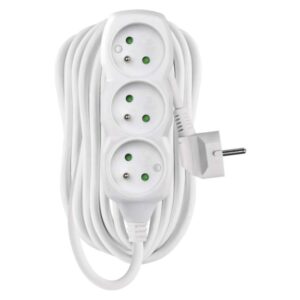 Prodlužovací kabel 10 m / 3 zásuvky / bílý / PVC / 1