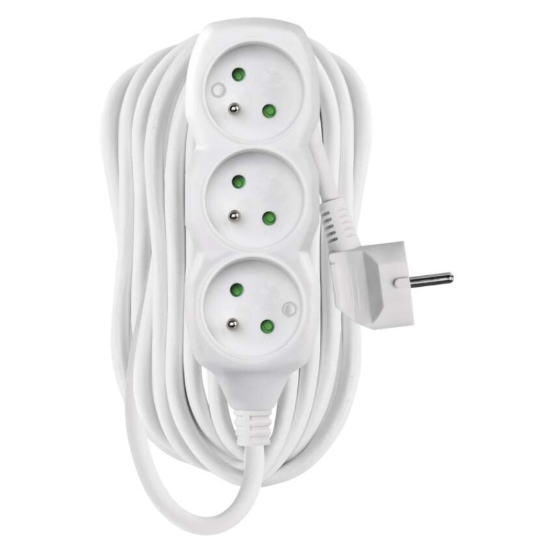 Prodlužovací kabel 10 m / 3 zásuvky / bílý / PVC / 1