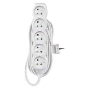 Prodlužovací kabel 10 m / 5 zásuvek / bílý / PVC / 1