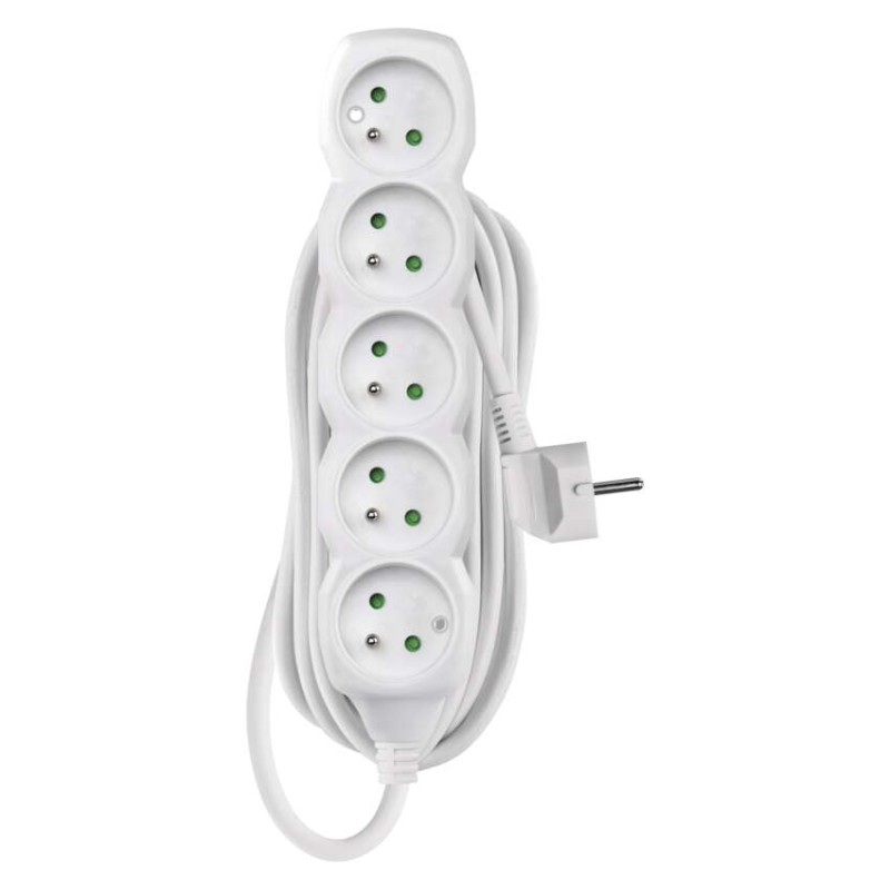 Prodlužovací kabel 10 m / 5 zásuvek / bílý / PVC / 1