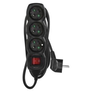 Prodlužovací kabel 3 m / 3 zásuvky / s vypínačem / černý / PVC / 1