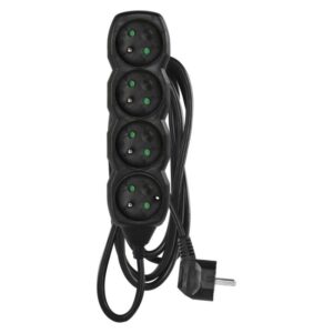 Prodlužovací kabel 3 m / 4 zásuvky / černý / PVC / 1