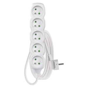 Prodlužovací kabel 3 m / 5 zásuvek / bílý / PVC / 1