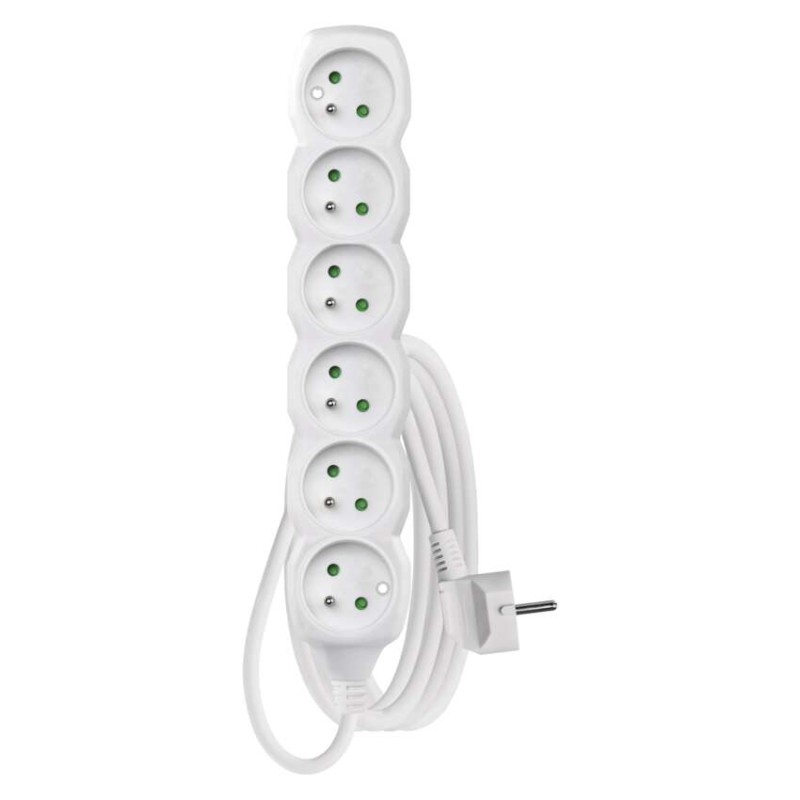 Prodlužovací kabel 3 m / 6 zásuvek / bílý / PVC / 1