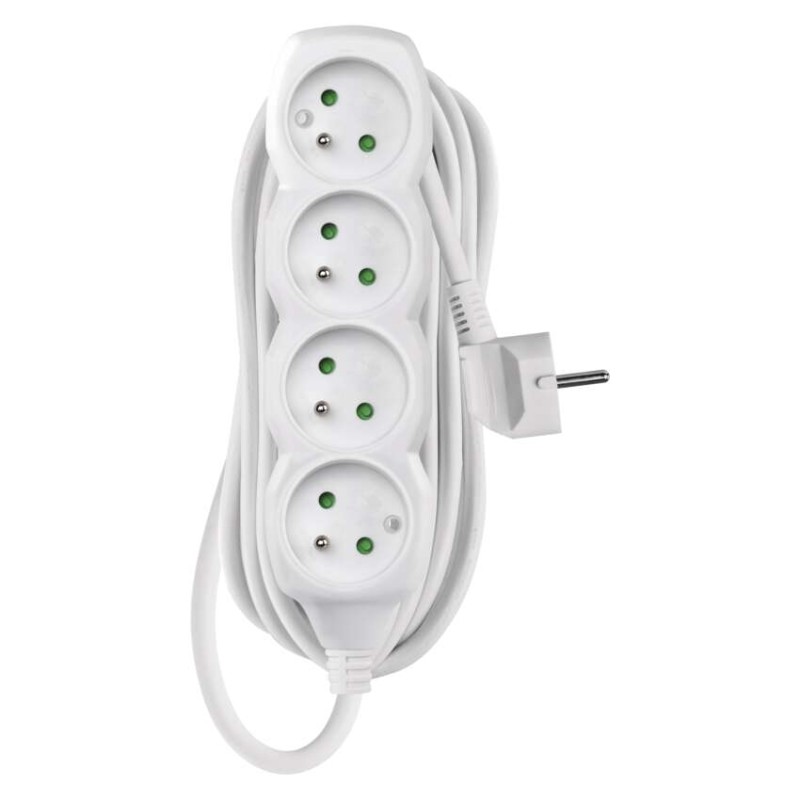 Prodlužovací kabel 5 m / 4 zásuvky / bílý / PVC / 1