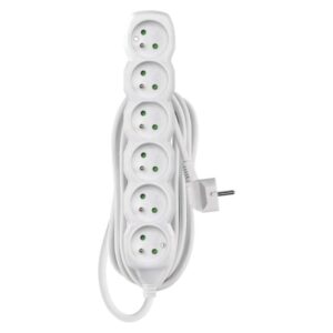 Prodlužovací kabel 5 m / 6 zásuvek / bílý / PVC / 1
