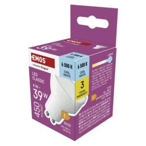 LED žárovka Classic MR16 bílá / GU10 / 4 W (39 W) / 450 lm / studená bílá