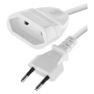 Dvoužilový pohyblivý přívod 3 m / 1 zásuvka / bílý / PVC / 0